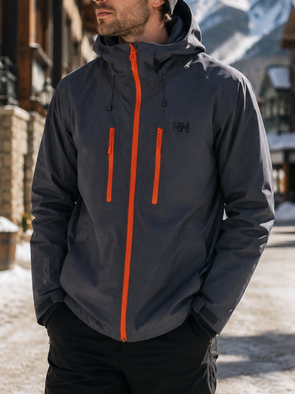 Helly Hansen Ski Jacket Mens S Grey Orange Insulated Winter Coat H2Flow Snow EUC